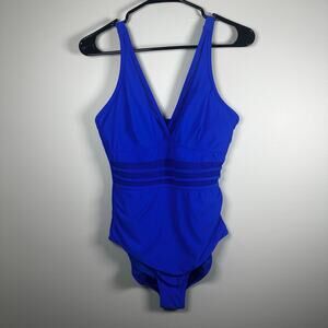 B (Amazon Brand) One-pc Swimsuit Sheer Stripes WORN ONCE